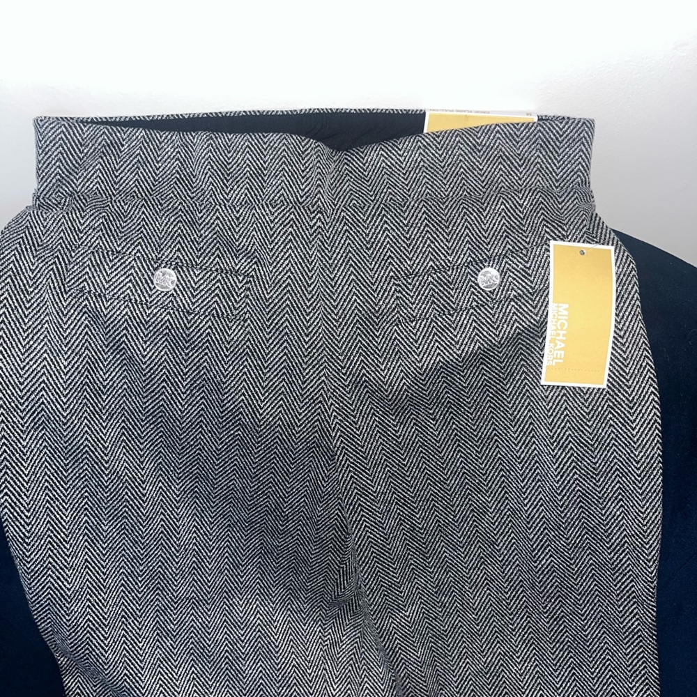 Michael Kors Herringbone Patterned Crop Flare Pull-On Pants